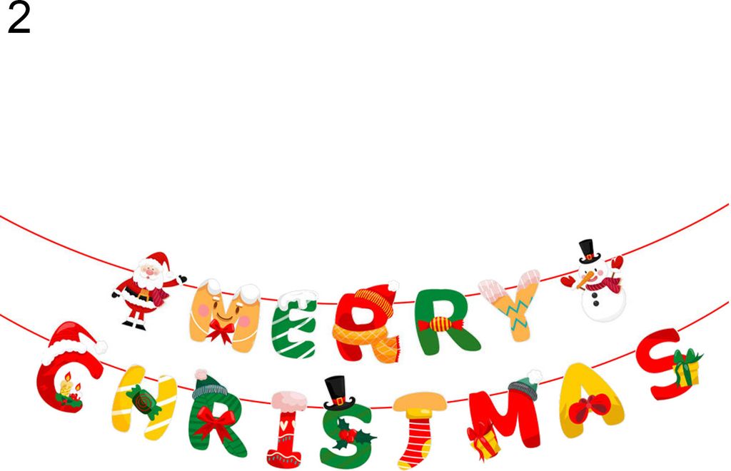 1 Set Schöne Cartoon Festival Banner Bunte dekorative Weihnachtsfeiertagsvorräte-2