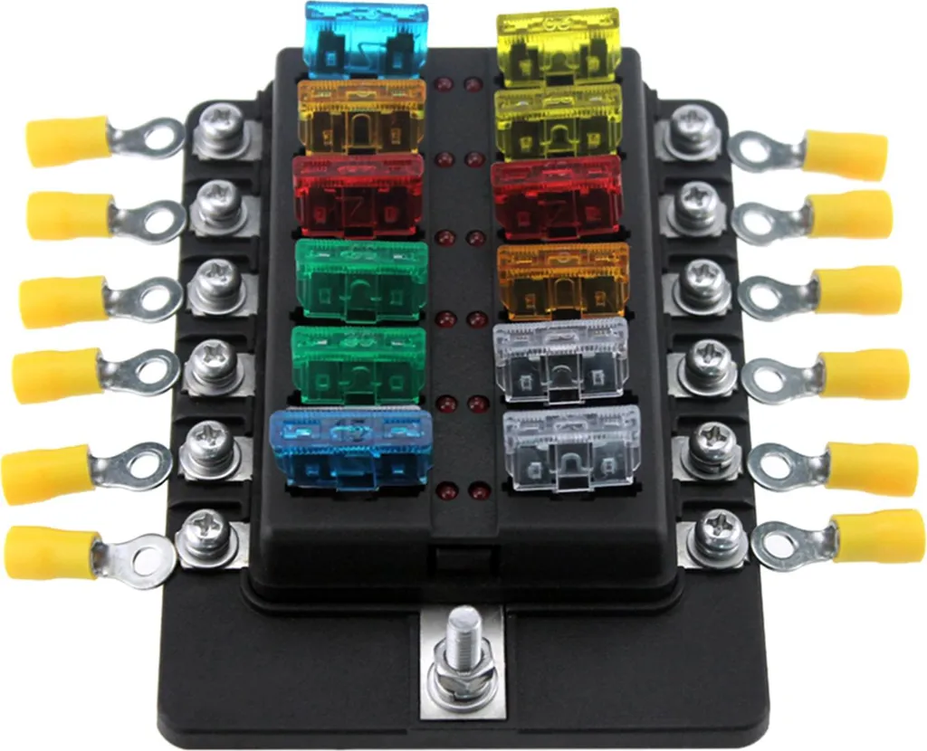 Portafusibili Professionale 12 Vie LED Rosso 12V/24V Marino e Auto