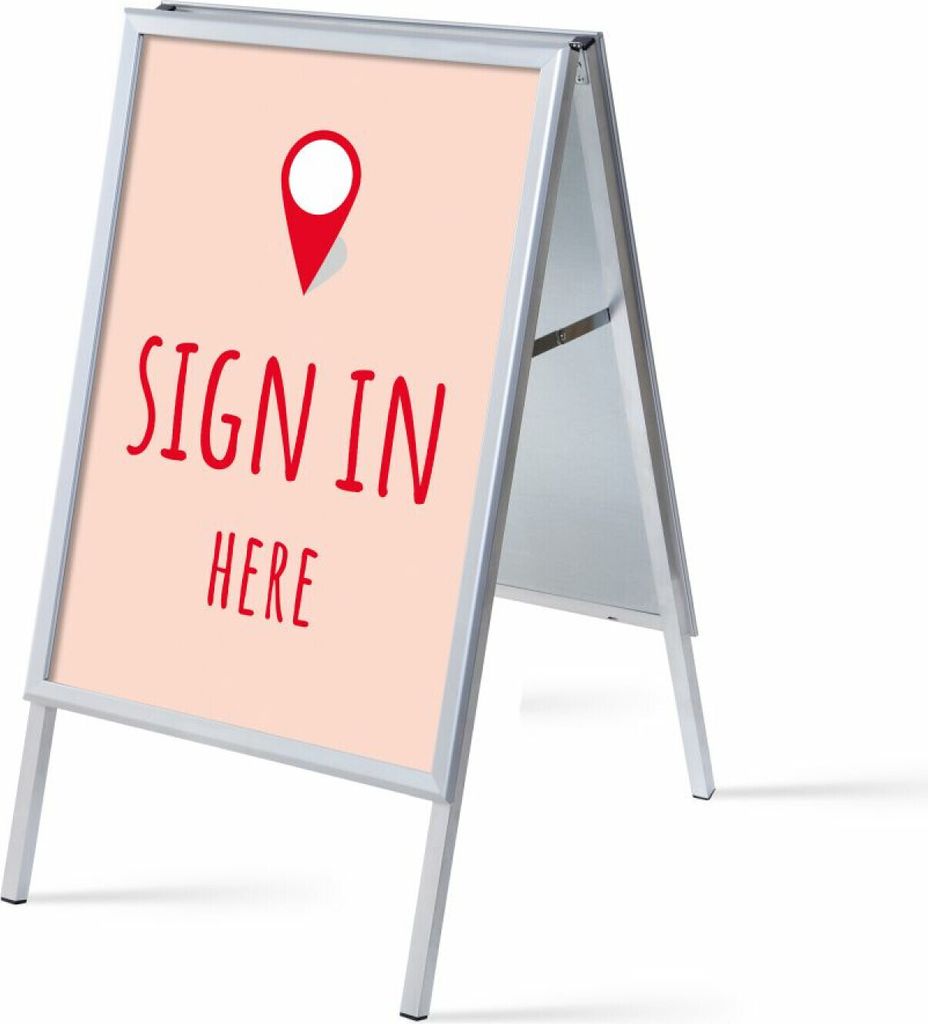 Showdown Kundenstopper - DIN A1 - Komplett-Set - Sign In Here Englisch - Rot/Schwarz