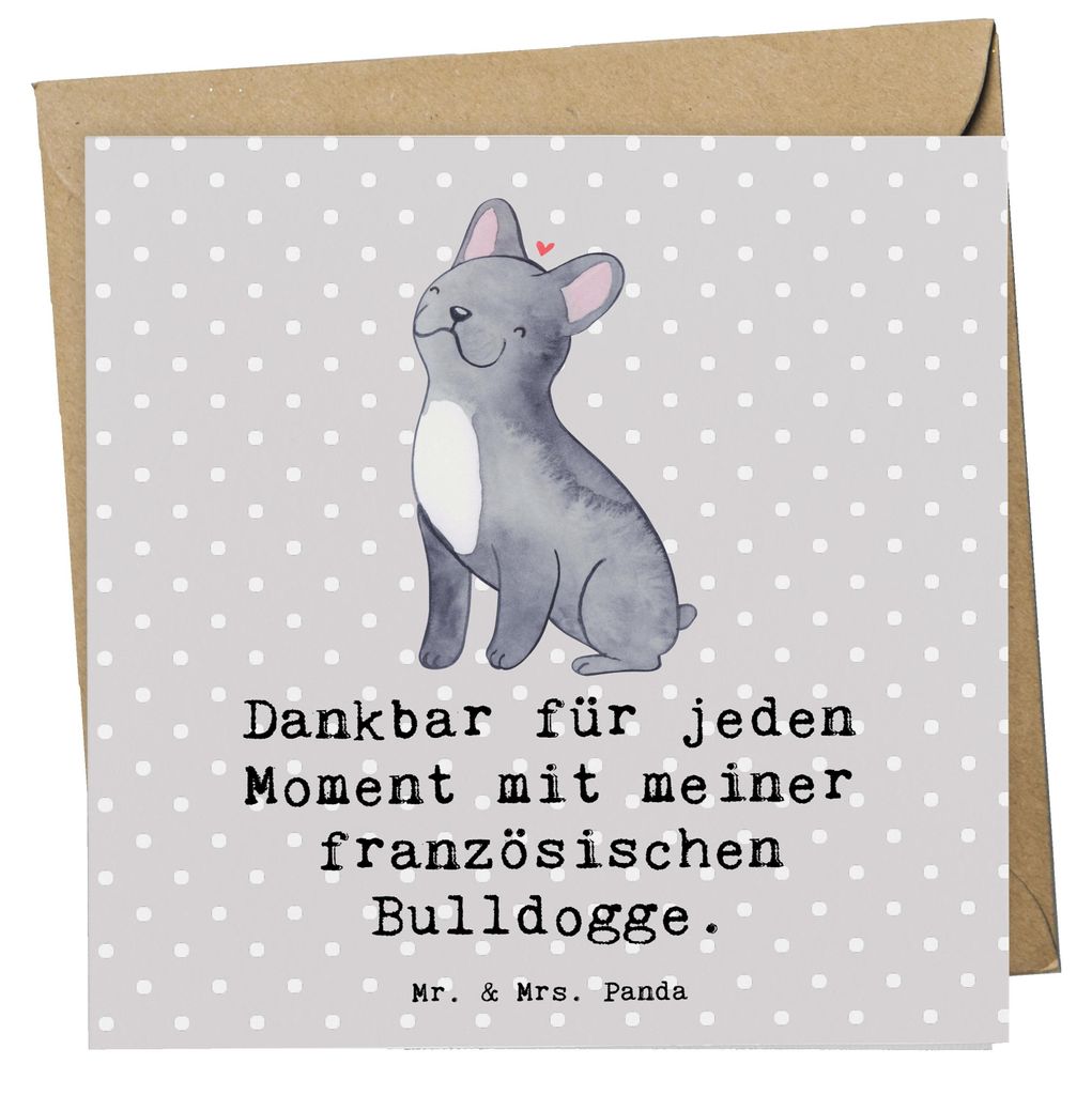 Mr. & Mrs. Panda Klappkarte Französische Bulldogge Moment - Grau Pastell - Geschenk, Glückwunschkarte, faltkarte, doppelkarte, Grußkarte, anlass...