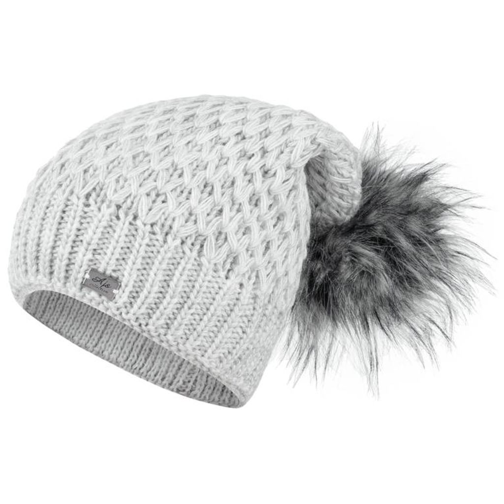 Mädchen Wintermütze Strickmütze Beanie Bommelmütze, Hellgrau