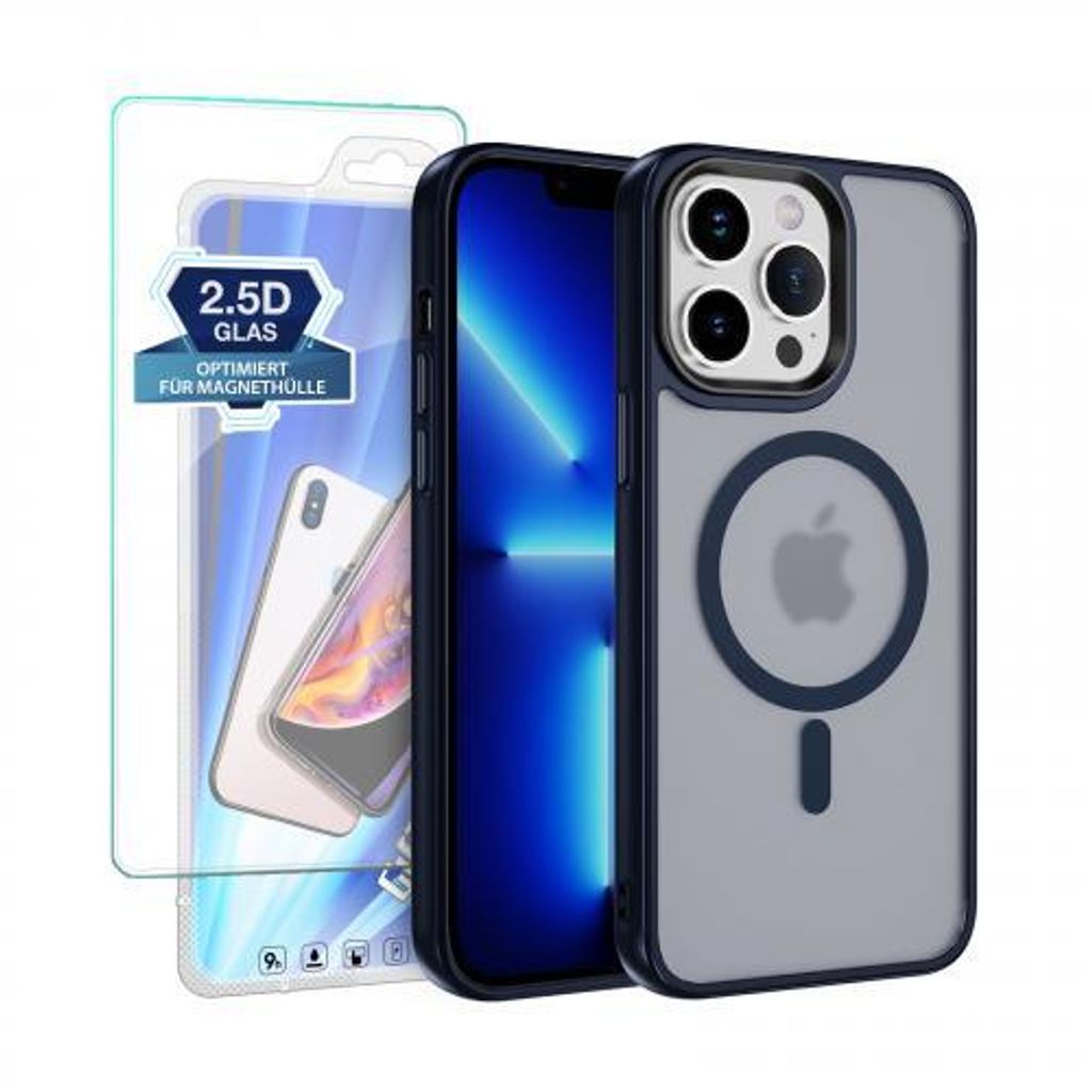 Armor-Magnethülle für Apple iPhone Serie - Farbe: Dunkelblau - Modellkompatibilität: Für Apple iPhone 15 Pro - Displayglas: Mit 9H Displayglas