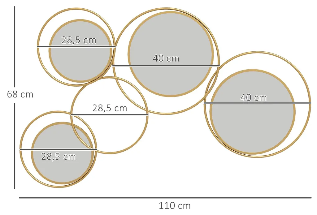 Miroir rond doré moderne 110x68 - Sublimer un mur vide avec design - 3