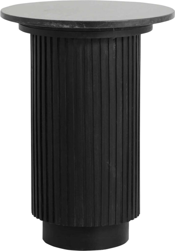 FURNLUX Beistelltisch Erie Marmor Schwarz Und Schwarz 40cm / Hauptfarbe: Schwarz / Abmessungen: 40 x 40 x 55 cm