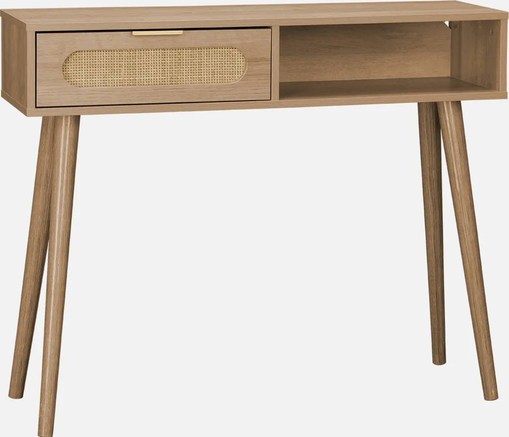 Consolle Ingresso Legno e Canna Naturale 100cm | Mobile Design Sicuro
