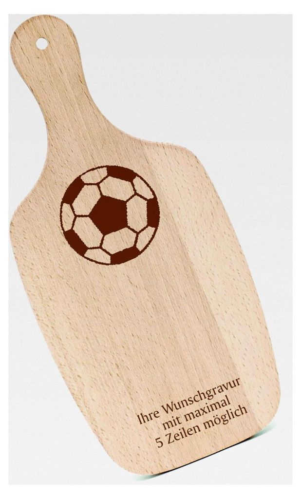 Schneidebrett Frühstücksbrettchen mit Gravur - Fußball - mit Griff 330x150 Holzbrett Küche