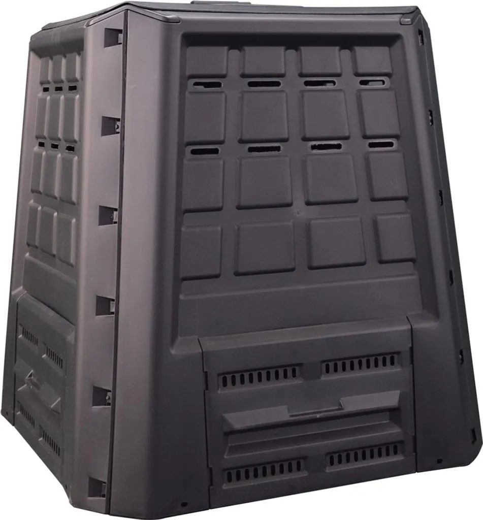 Composteur de jardin 380L Anthracite INTEC avec couvercle et trappe