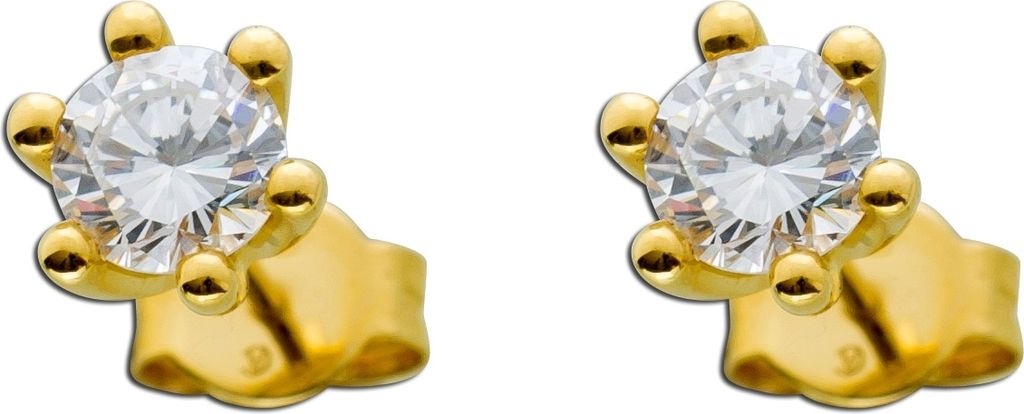 Solitär Ohrstecker Gelbgold 585 14K Natur Diamanten 1.0ct