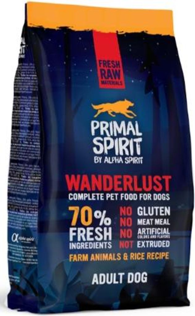 PRIMAL SPIRIT Trockenfutter für Hunde Wanderlust HÜHNCHEN FISCH 1 kg