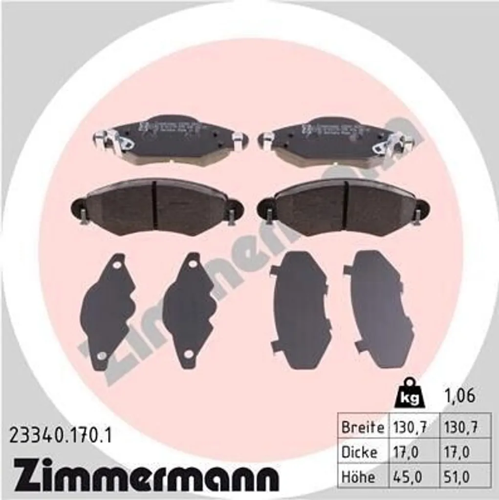 Plaquettes de Frein Toyota Yaris P1 - Freinage Sécurisé Zimmermann 23340