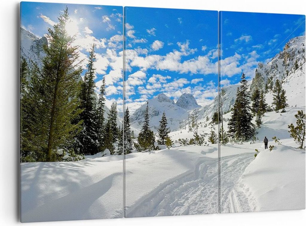 Bild auf Leinwand - Leinwandbild - Tal Wolken Lawine Sport - 165x110cm - Wand Bild - Wanddeko - Leinwanddruck - Bilder - Kunstdruck - Wanddekoratio...