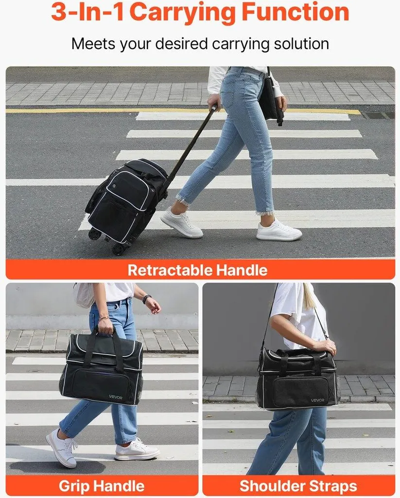 Sac à roulettes pour 2 boules de bowling avec compartiment chaussures