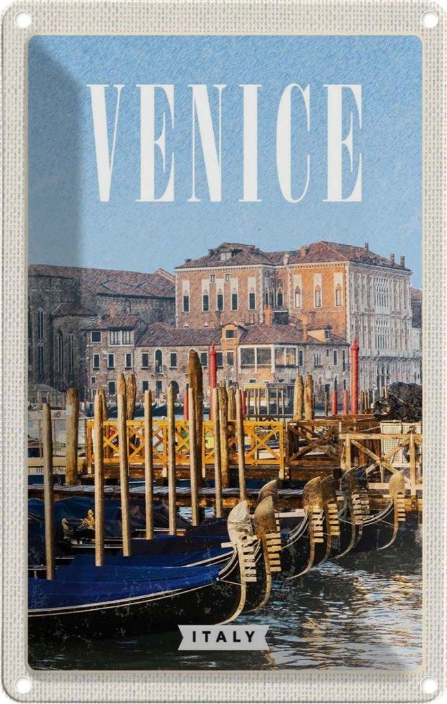 vianmo Blechschild 30x20 cm Venice Italy Venedig Italien Retro Bildmotiv Reisemotiv Abenteuer Reisen Urlaub