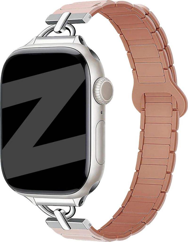 Bandz Magnetisches Silikonarmband 'Slim' Pink - Passend für Apple Watch 38mm/40mm/41mm/42mm (1/2/3/4/5/6/7/8/9/9/10/11/SE) - Elegantes &; Bequemes...