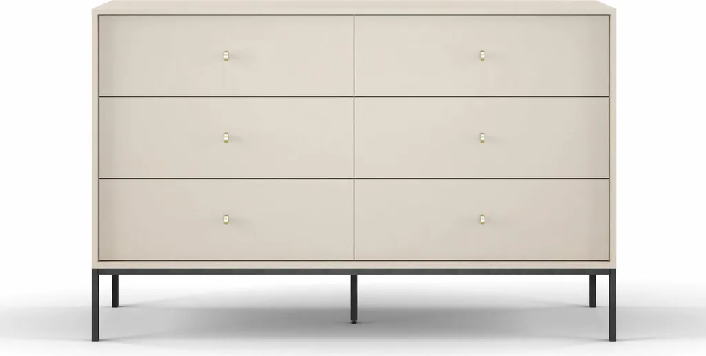 Commode beige vintage Monne avec double rangement à six tiroirs - 3