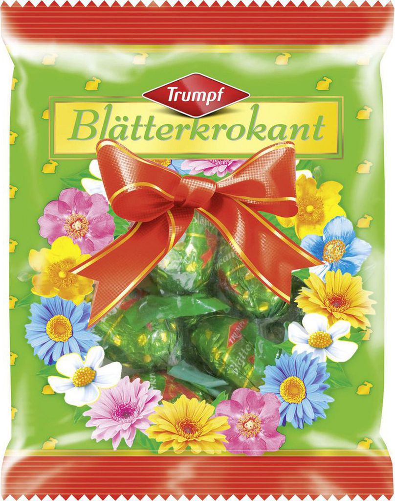 Trumpf Blätterkrokant Oster Eier mit Vollmilchschokolade Packung 150g
