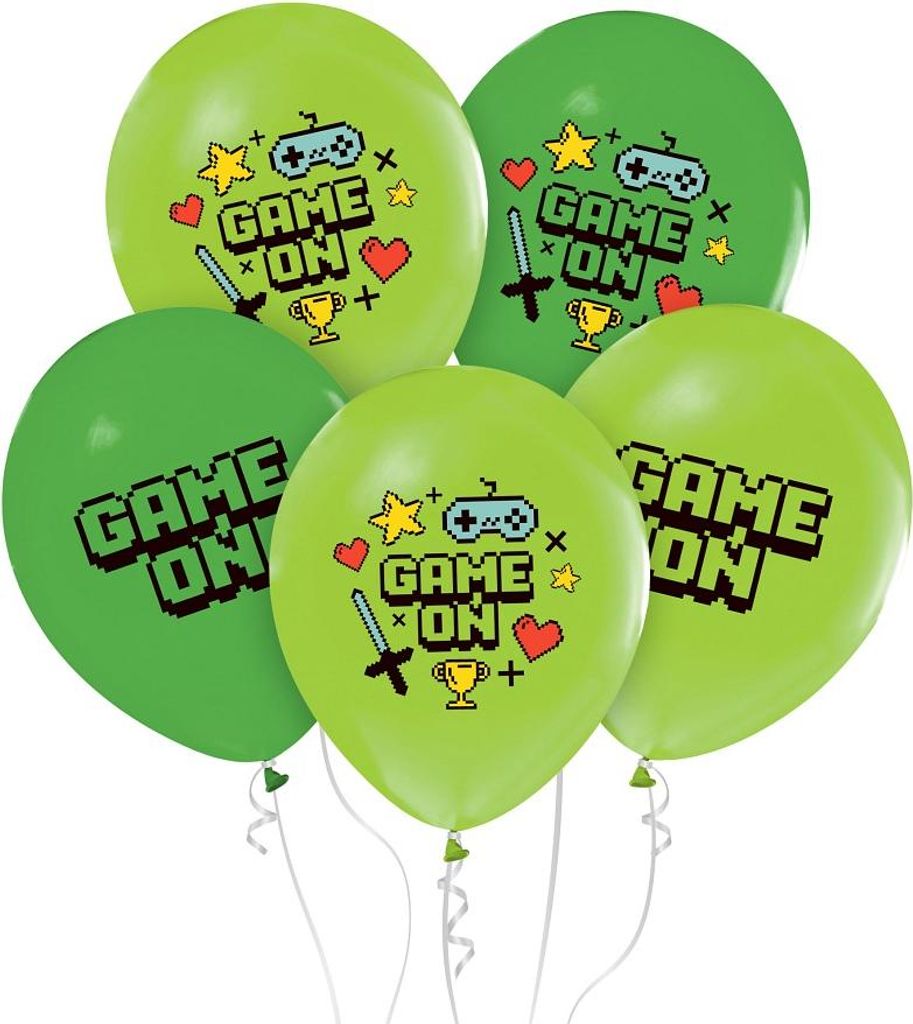 5 Luftballons "Game on" Gaming Party Produktbild 