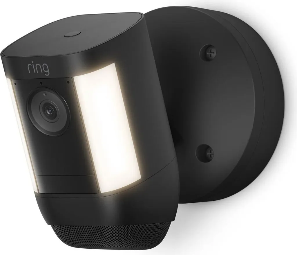 Ring Spotlight Cam Pro Noire - Détection 3D et Vision Nocturne Couleur