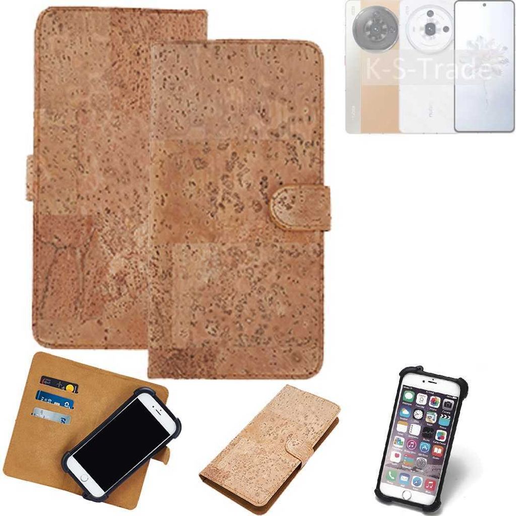 K-S-Trade Hülle kompatibel mit Nubia Z50S PRO Kork Handyhülle Cover Schutzhülle TPU Case Bumper in Hellbraun, (1x)