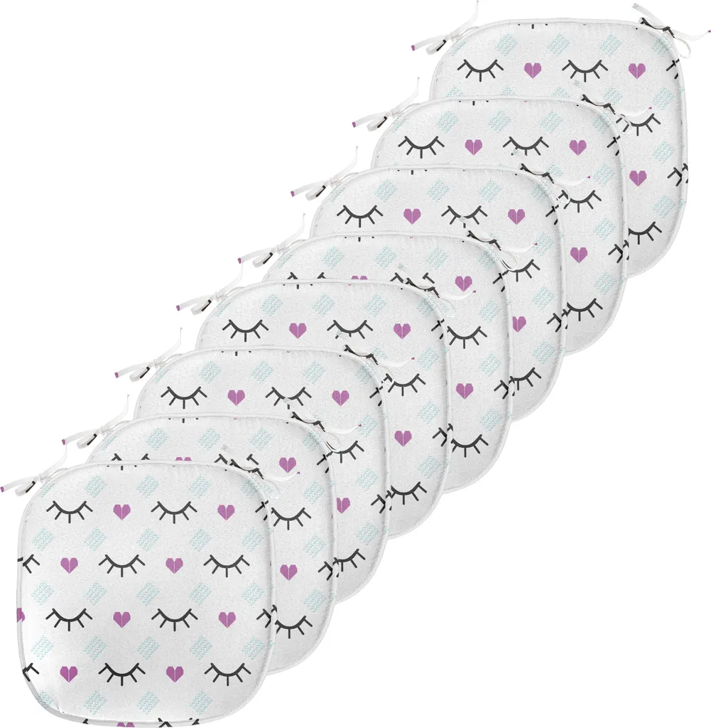 Lot de 8 Coussins de Chaise ABAKUHAUS Winking Eyes-Heart 40x40cm Fuchsia