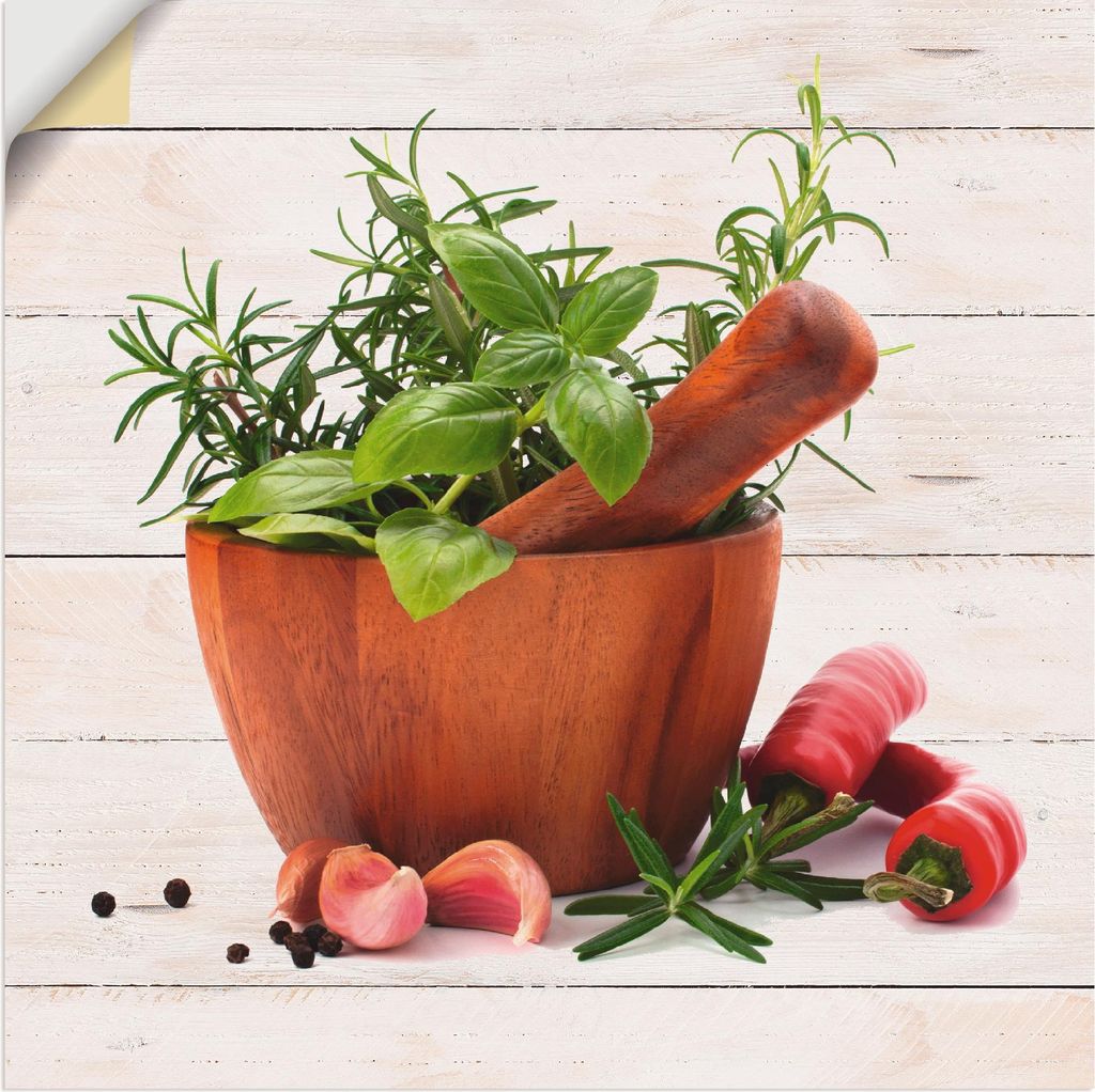 ARTland Wandbild, selbstklebend Frische Kräuter und Gewürze Größe: 50x50 cm