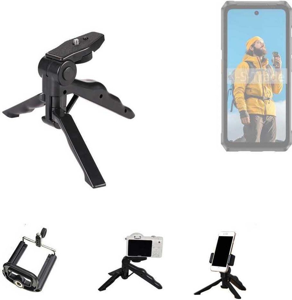 K-S-Trade Stativ Tisch-Ständer Dreibein Handy-Stativ Ständer kompatibel mit Ulefone Armor 26 Ultra Mini-Stativ Smartphone Tripod Handy-Stativ aus