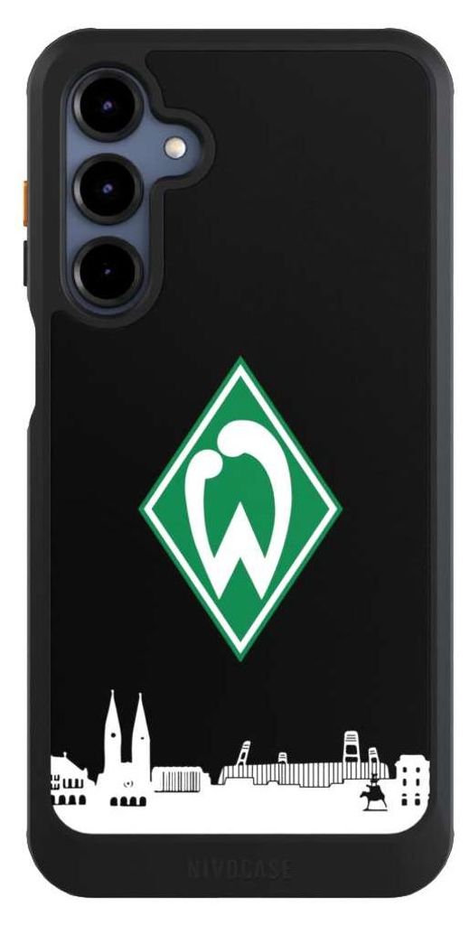 NIVOCASE Hülle für Samsung Galaxy A16 5G Handyhülle NIVOcore Case Schwarz Offizielles Lizenzprodukt SV Werder Bremen Skyline