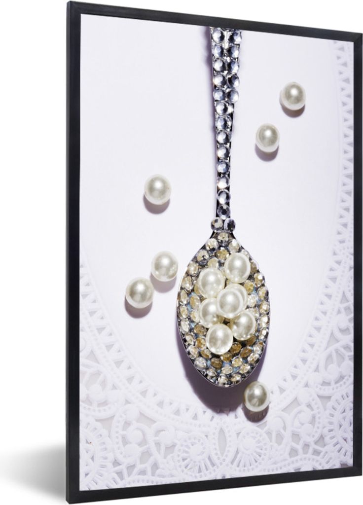 MuchoWow MuchoWow Gerahmtes Poster Teelöffel mit Perlen besetzt 20x30 cm - Poster mit zchwarzem Bilderrahmen - Drucken - Bilder Poster im Rahmen