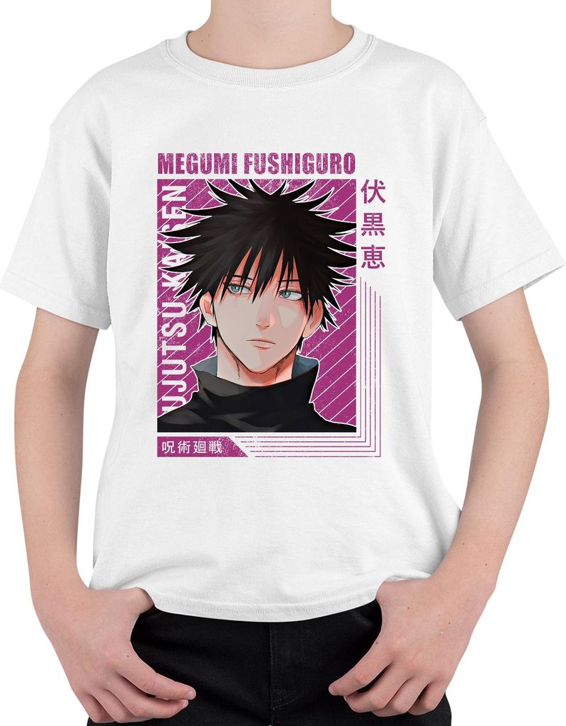 Megumi Fushiguro Jujutsu Kaisen Anime Fan Geschenk Manga Retro Uni Kinder T-Shirt, Weiß, 116