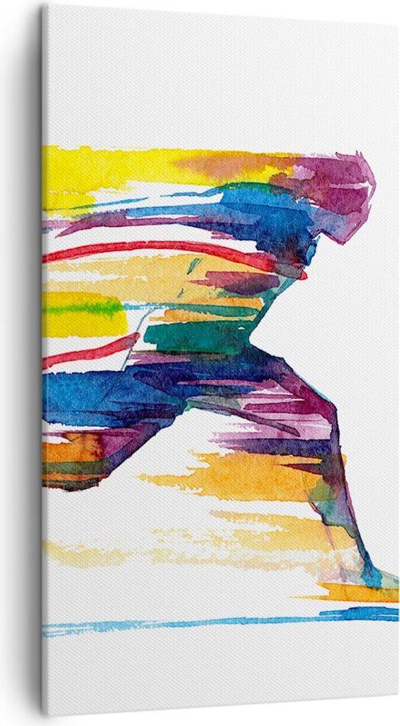 Bild auf Leinwand - Leinwandbild - Run Streifen Spiel Grafik - 45x80cm - Wand Bild - Wanddeko - Leinwanddruck - Bilder - Kunstdruck - Wanddekoratio...