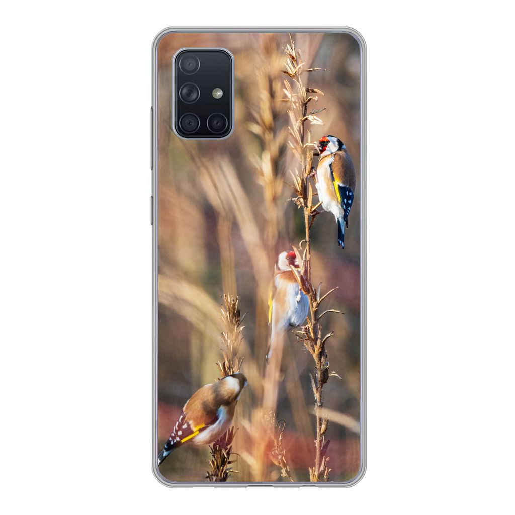 MuchoWow Handyhülle Schutzhülle Hülle für Samsung Galaxy A71 Vögel - Äste - Wald Silikon Softcase Handy Hülle - Kartenbesitzer