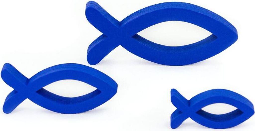 Oblique Unique 3 Holz Fische Mix Streudeko Taufe Kommunion Konfirmation - königsblau