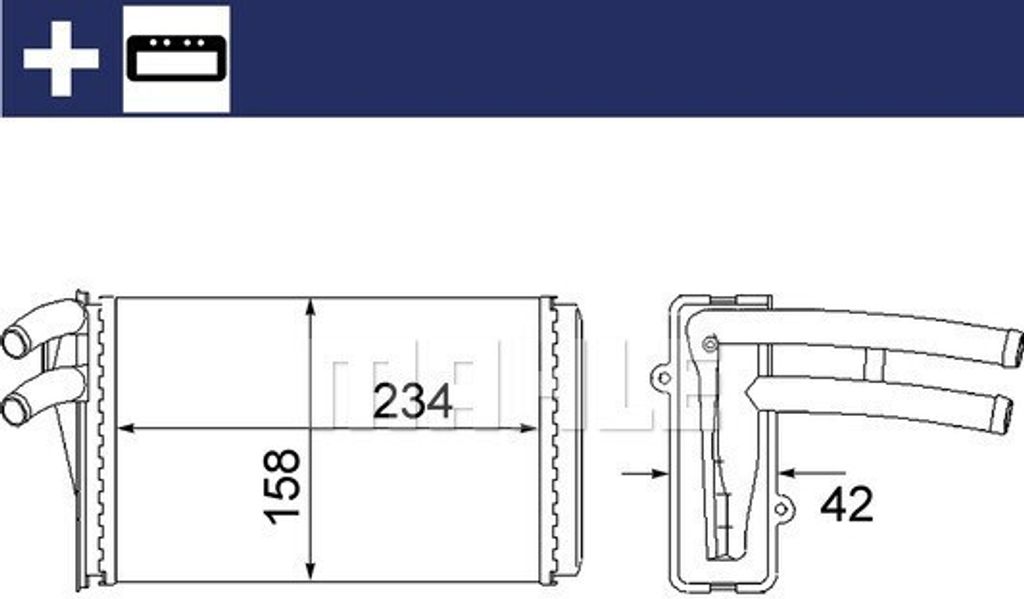 MAHLE AH 54 000S Wärmetauscher Innenraumheizung Kühler für AUDI 80 Limousine (8C2, B4) 80 (89, 89Q, 8A, B3) Cabriolet (8G7, B4) 80 Avant (8C5, B...