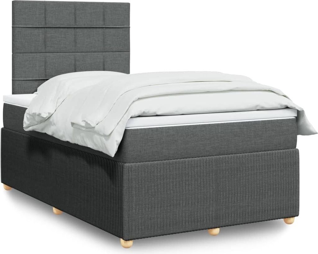 Möbel Boxspringbett mit Matratze Dunkelgrau 120x200 cm Stoff - Klassische Bettrahmen 3292024