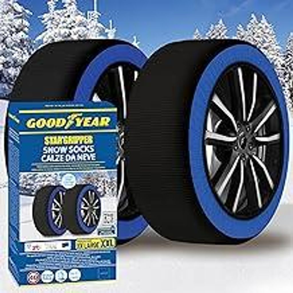Goodyear Calze da Neve Star Gripper Omologate Italia EN 16662-1:2020 Due Catene da Neve in Tessuto per Auto, Snow Sock Taglia XXL, per R15 - R22 (M...