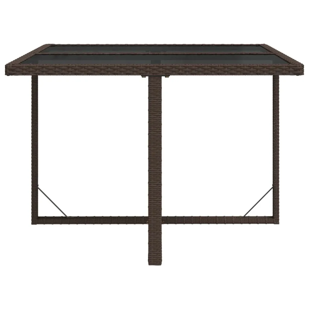 Tavolo Pranzo Giardino vidaXL Marrone 109cm - Polyrattan e Vetro - 4