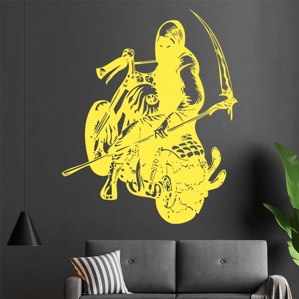 Biker - der Tod Wandtattoo in 6 Größen - Wandaufkleber Wall Sticker - Dekoration, Küche, Wohnzimmer, Schlafzimmer, Badezimmer