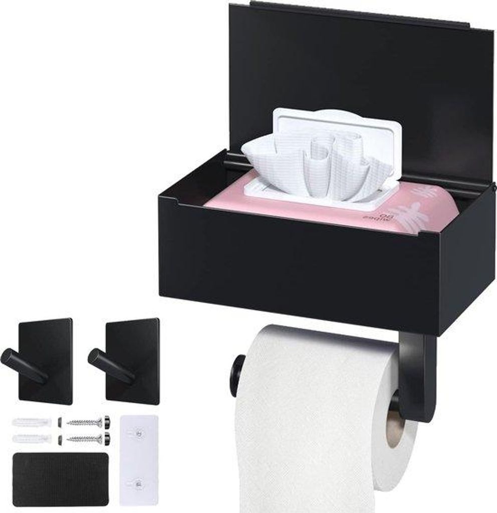 Wandmontiertes Toilettenpapierhalter aus Edelstahl schwarz matt