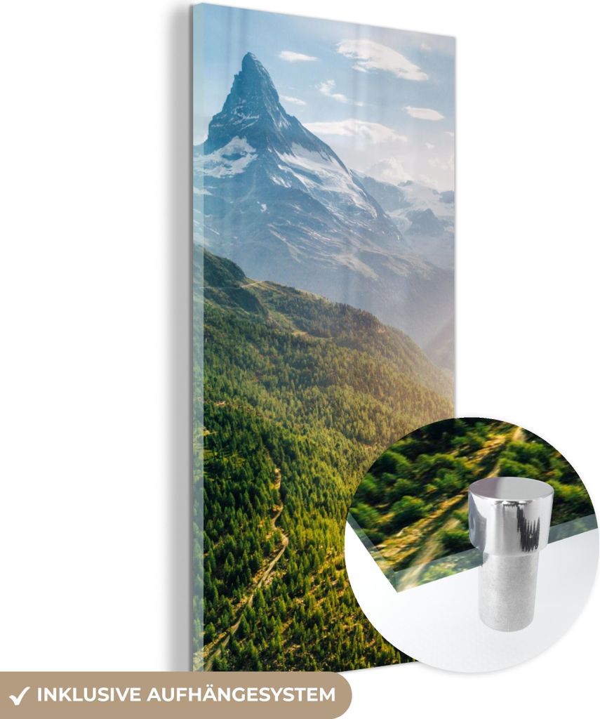 MuchoWow Glasbilder - Bilder auf Wandbild - Foto auf Glas Berge - Pflanzen - Landschaft 40x80 cm Wanddekoration aus Glas - Acrylglasbild - Acrylbil...