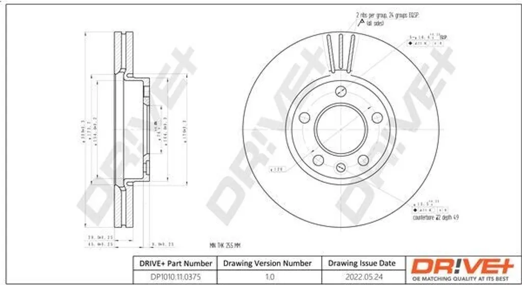 Dr!ve+ Disque de frein avant DP1010.11.0375 pour T5 T6 Touareg 7L