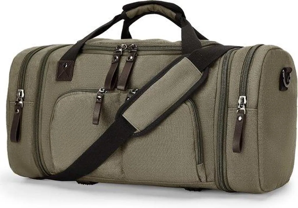 Sac de voyage kaki avec fonction extension bagage à main résistant