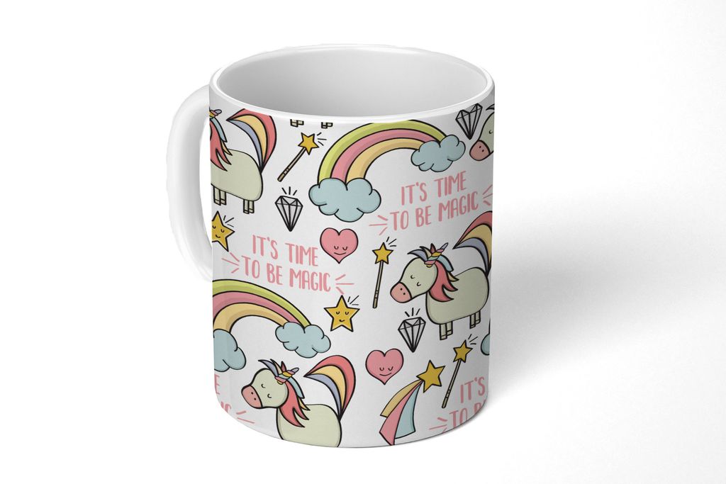 KitchenYeah Tasse Kaffeetasse Kaffeebecher 350 ml Regenbogen - Einhorn - Diamant - Zitate - Muster Teetasse - Fototasse - Becher - Keramikbecher ...