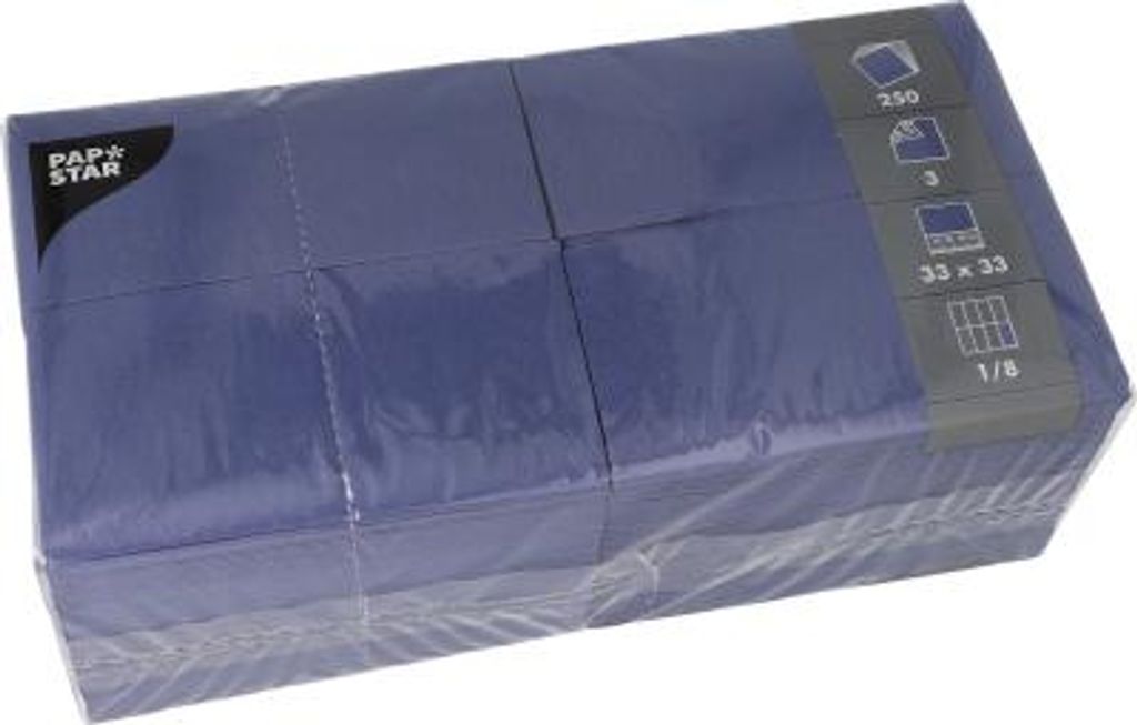 Servietten, 3-lagig 1/8-Falz 33 cm x 33 cm dunkelblau Produktbild 