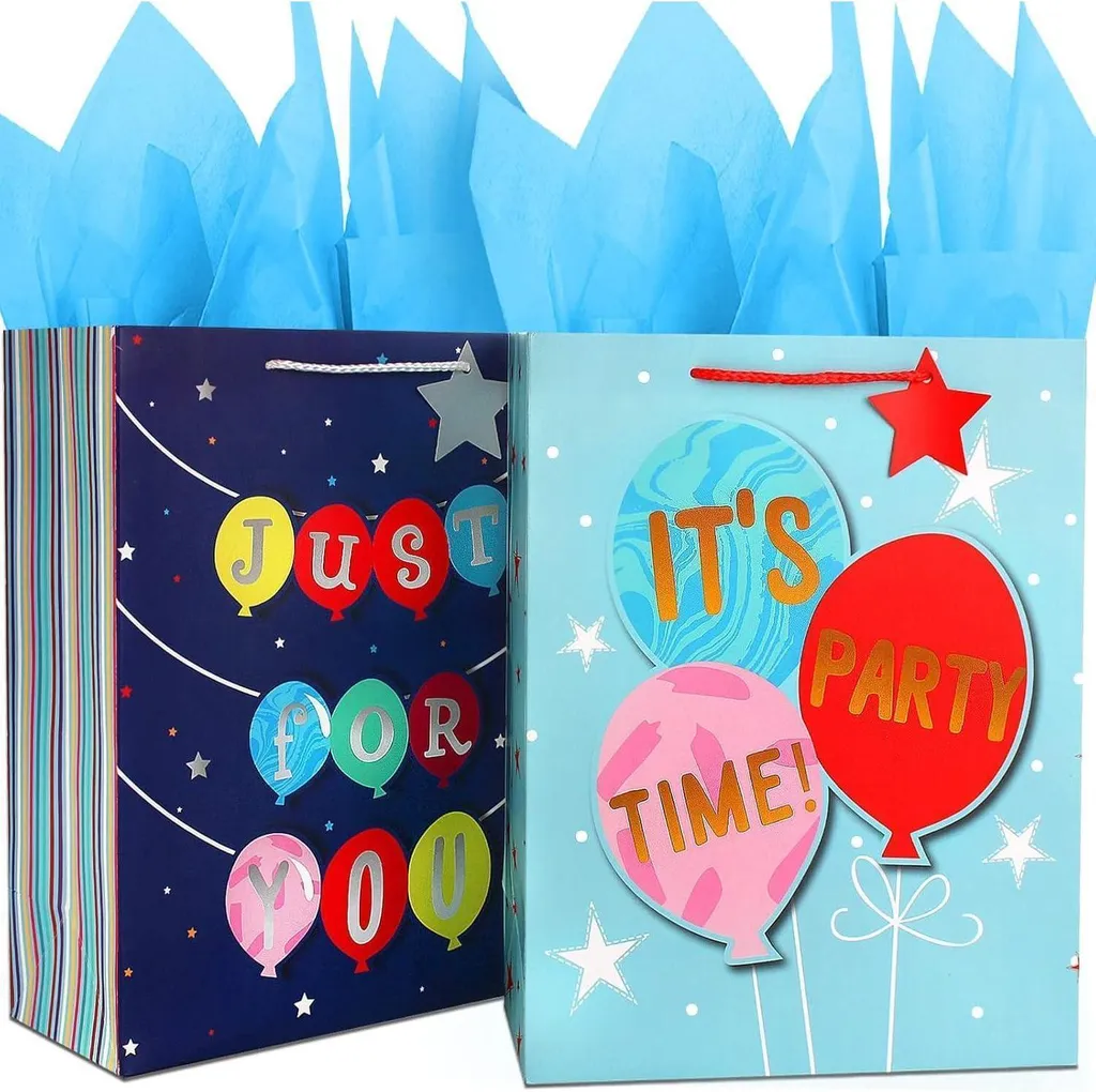 Emballage cadeau réussi : Sacs papier bleu avec papier de soie de luxe