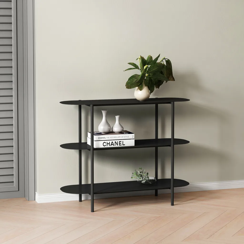 Tavolo consolle 'Enebakk' con ripiano in piedi 70x90x32cm nero