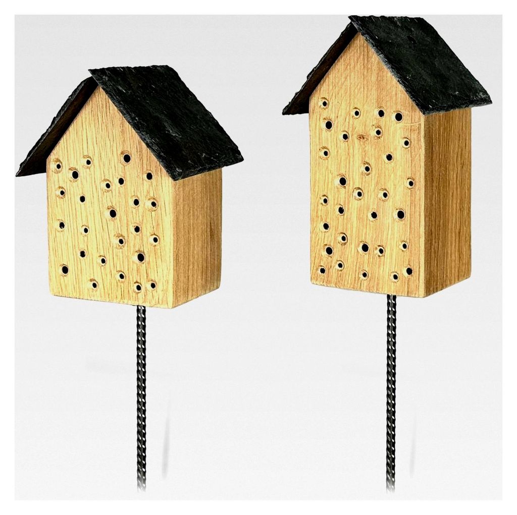 Geschenkset Bienenoase – Wildbienenhotel aus Eichenholz mit Schieferdach und Blumenwiesenmischung – Geeignet für Garten und Balkon – Nachhal...