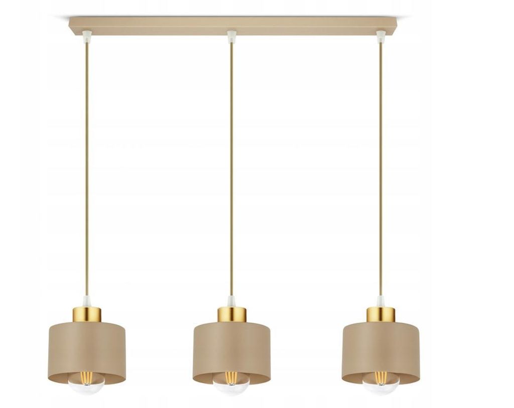 LUXOLAR - LED Pendelleuchte 3-flammig Beige E27 60W - Hängelampe Schlafzimmer, Küche über Esstisch Wohnzimmer modern