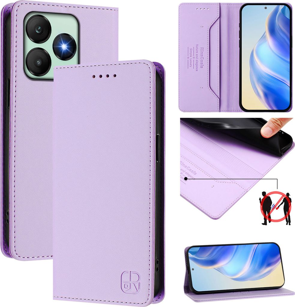 Lederhülle für Wiko T20 Hülle Flip Brieftasche Kartenfächern Ständer Schutzhülle Violett