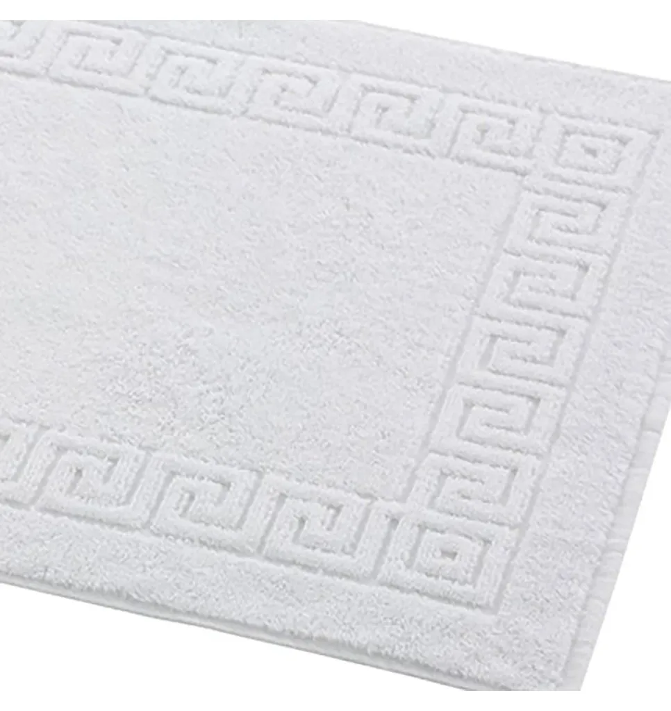 Pack de 10 Tapis de Bain 50x70 cm Blanc 100% Coton 650g/m² avec Bordure
