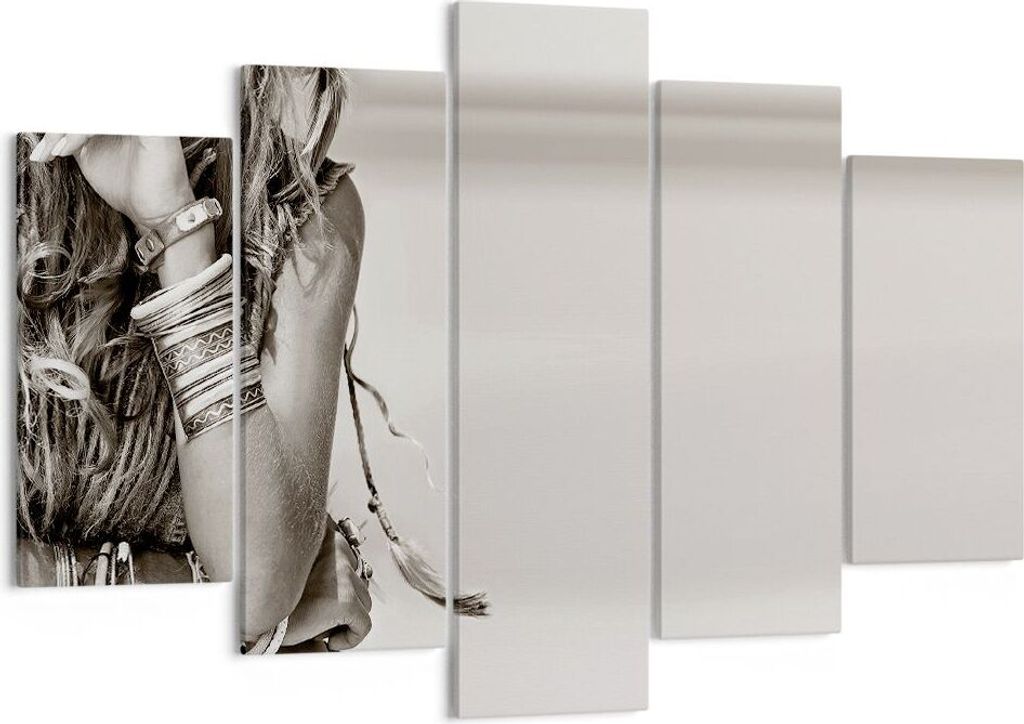 Bild auf Leinwand - Leinwandbild - 5 Teile - Frau Armband Jahrgang - 150x100cm - Wand Bild - Wanddeko - Wandbilder - Leinwanddruck - Bilder - Wandd...